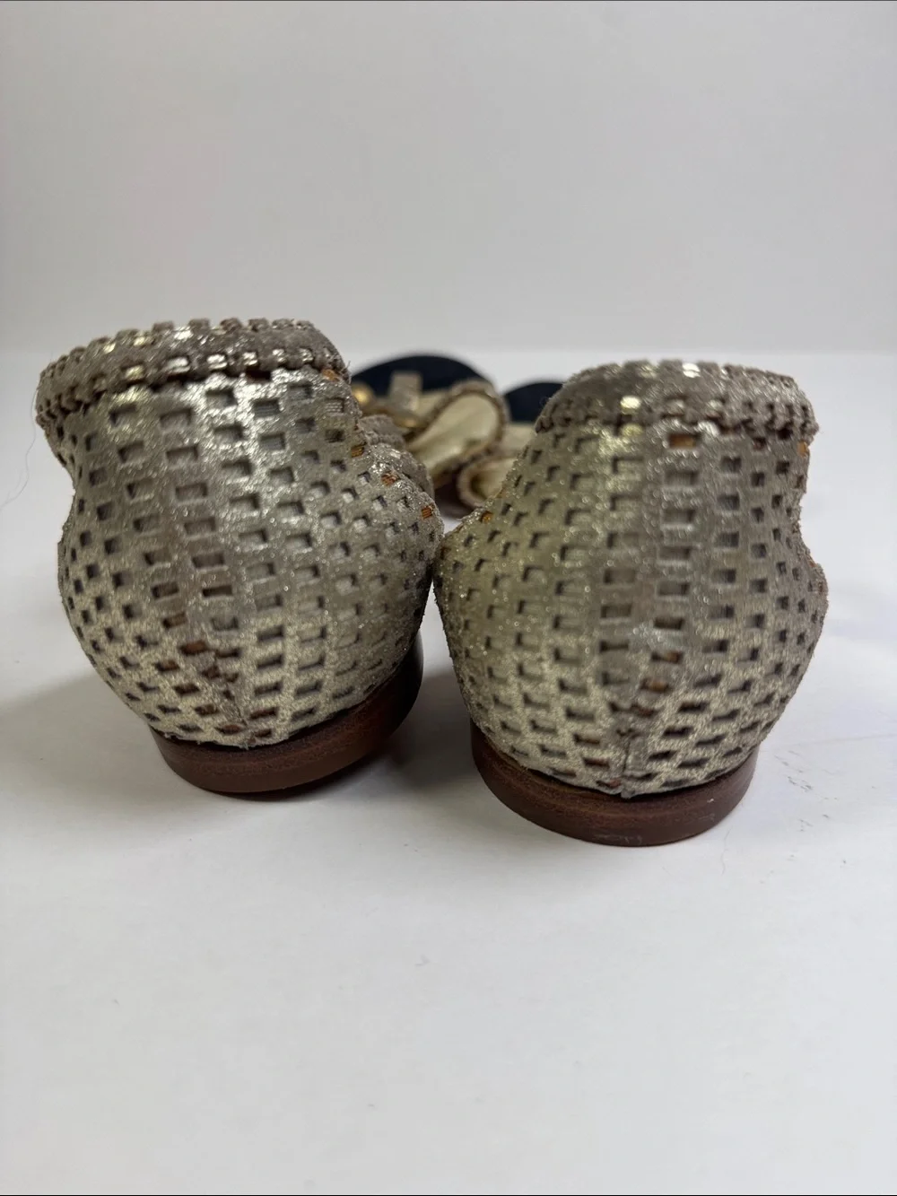 Chanel Gold Quilted CC Camelia Sandals